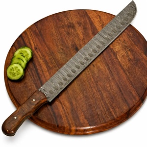 Cuchillo de Cocina de Acero de Damasco con Mango de Madera, Hoja de Corte Recto con Punta Caída, 15 Pulgadas de Largo, Grado Industrial, OEM, Alta Calidad - Product Image 6