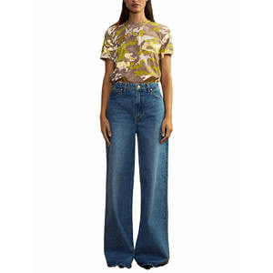 T-shirt d'été ample à manches courtes pour femme en coton uni, col rond, taille haute, respirant, imprimé lettres, style décontracté - Product Image 4