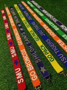 Wholesale Custom Handcrafted Seed Bead Embroidery <b>Belt</b> Strap Team Slogan Text Assorted Color Guitar Style <b>Purse</b> Strap Accent - Product Image 5