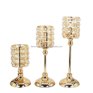 Candelabros de Metal de cristal con velas, candelabros de cumpleaños de Metal de cristal para Decoración de mesa de boda - Product Image 1