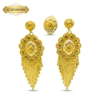 ALANKEET CREATIONS Anting Rumbai Berbentuk Bunga Lucu Berlapis Emas 18K/24K dari Tembaga Kuningan Gaya Dubai untuk Wanita