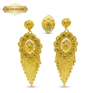 Pendientes de Borla Chapados en Oro de 18K/24K Estilo Dubái, con Encanto de Flor, de Latón, para Mujer - Product Image 2