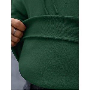 Sudadera con capucha verde lisa premium para hombre al por mayor, de ajuste holgado con hombros caídos, de forro polar, tipo jersey, personalizable con marca - Product Image 4