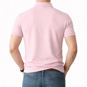 เสื้อโปโลผู้ชายสีชมพูพาสเทลพิมพ์ลายกันยับ แขนสั้น ผ้าปิเก้คอตตอน ทรงเข้ารูป สไตล์ลำลอง แฟชั่นกอล์ฟ สำหรับขายส่ง - Product Image 2