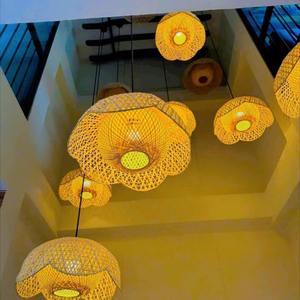 Durable <b>rattan</b> lampshade bamboo pendant lighting with handwoven design perfect for restaurants cafes indoor decoration - Product Image 5