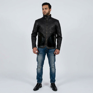 Fashion Vintage Motorcycle Genuine Leather Oversized Regular Fit Breathable <b>Waterproof</b> <b>Warm</b> Black Studded <b>Jacket</b> for Men - Product Image 1