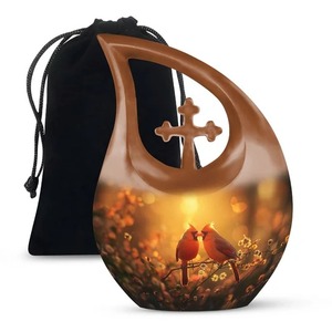 Yellow Butterfly Teardrop <b>Large</b> Adult <b>Urn</b> for Human Ashes With Free Velvet Bag - Product Image 6
