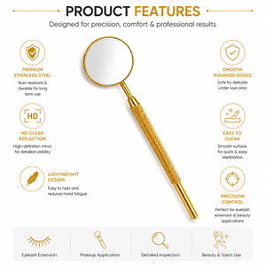 Gold Plated Round Handheld <b>Makeup</b> <b>Mirror</b> 3X <b>Magnifying</b> Single Side Metal Frame - Product Image 4