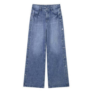 Best Price High Quality Plus Size Women's Vintage Eco-Friendly Breathable Streetwear Midweight Denim <b>Cargo</b> <b>Pants</b> Elastic Waist - Product Image 5