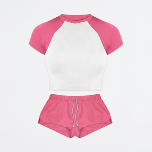 Conjunto de Shorts Deportivos para Mujer, 320 GSM, Algodón y Poliéster, Gris y Negro, Paneles en Contraste, Estampado Puff, Logotipo Personalizado - Product Image 4
