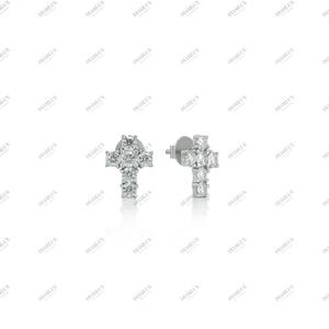 Pendientes de Cruz de Lujo Totalmente Cubiertos de Diamantes, Plata 925 con Baño de Rodio, con Diamantes Moissanite, para Regalos de Boda, Aniversario o Fiesta - Product Image 2