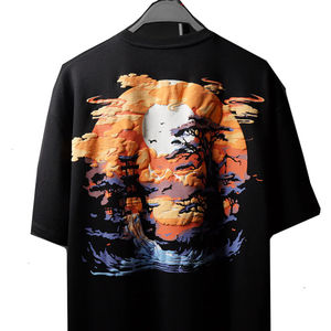 Nueva Camiseta Casual de Algodón para Hombre, de Color Sólido, con Hombros Caídos, Manga Corta, Lavado Ácido 3D para Logotipo Personalizado - Product Image 1