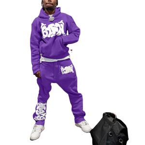 Fabricante personalizado bordado ácido lavado 100% algodón pantalones de chándal sudaderas con capucha invierno ajuste cremallera chándal hombres de gran tamaño - Product Image 2