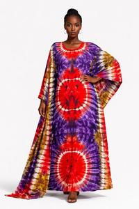 Women Tie Dye <b>Kaftan</b> Dress Bohemian Loose Fit Long <b>Beach</b> Cover Up Vacation Loungewear - Product Image 3