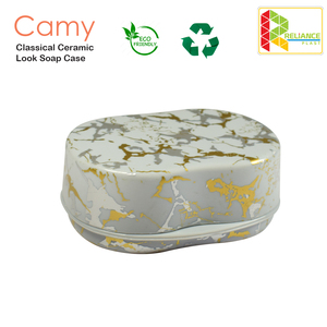 Porte-savon en plastique avec couvercle, porte-savon de salle de bain, accessoire de bain côtelé - Product Image 5