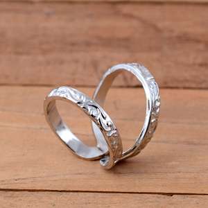 SHYAM JEWELRS 925 Sterling Silver <b>Adjustable</b> Open Band <b>Ring</b> Engraved Floral Scroll Design Minimalist Stackable Handmade - Product Image 4