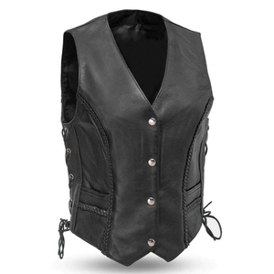 Custom Private Label Women's <b>Leather</b> <b>Vest</b> Knitted Solid Color Professionally Manufactured Waterproof Canvas Outer Wear High - Product Image 1