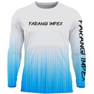 Wholesale Custom Men's Blue White Camo Sublimated Fishing Shirt Long Sleeve UV Protection UPF 50+ Moisture Wicking <b>Light</b> Weight - Product Image 4