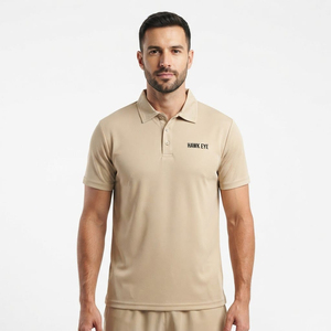 Polo pour homme, t-shirt polo uni à manches courtes, personnalisable avec logo, de bonne qualité, décontracté, couleur beige unie, t-shirt polo classique - Product Image 5