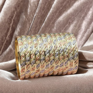 Bracelets remplis d'or tricolores en gros, bracelets de formation plaqués or 3 tons, ensemble de bracelets multi-tons, bracelets en laiton doré 3 tons. - Product Image 5