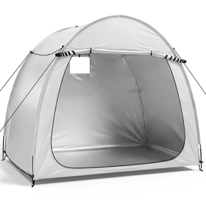 Light Gray 6.8x4.9FT Arched Bicycle <b>Storage</b> Shed 210D PU Silver Coated Oxford Black Fiberglass Rod Frame Front Side Dual <b>Camping</b> - Product Image 2