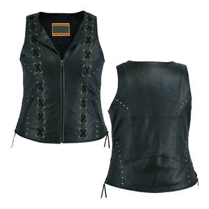 <b>Women's</b> <b>Leather</b> Biker Vest <b>Vintage</b> Motorcycle Sleeveless Outerwear Waterproof Windproof Zipper Closure Casual Fashion 2026 - Product Image 1
