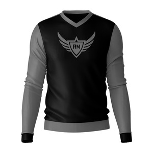 Camisetas de Manga Larga para Hombre, Estilo Vintage, Color Sólido, Cuello en V, Corte Ajustado, 100% Algodón, Diseños Lisos, Nueva Colección de Otoño OEM - Product Image 3
