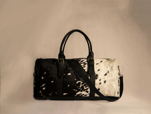 Cowhide Leather Bag Oval Shape Shoulder Strap Zipper Closure Lightweight Durable Eco-Friendly Brown White Unisex - Product Image 2