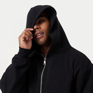 เสื้อฮู้ดดี้ผู้ชายไซส์ใหญ่คุณภาพสูงแบบซิป วินเทจ สีซีดจาง สไตล์ทำสีแบบแอซิดวอช - Product Image 6