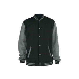 Chaqueta universitaria de béisbol personalizada para hombre, lisa, con mangas de cuero, precio al por mayor - Product Image 6