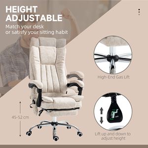 Sedia da Ufficio Contemporanea Bianco Crema con Poggiapiedi Regolabile a 6 Punti, Schienale Alto Reclinabile, Funzioni di Massaggio Termico per Dirigenti - Product Image 5