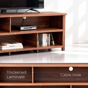 Mobile TV a doppio strato marrone scuro 178,4 cm x 39,9 cm x 62,1 cm in truciolato con ripiani aperti - Centro Intrattenimento - Product Image 4
