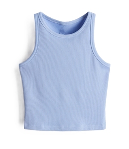 Women's Ribbed Scoop Neck Tank <b>Top</b> Solid Color High Quality Short Length Knitted Fabric Breathable Custom logo - Product Image 5