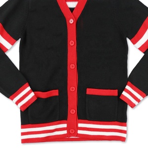 Cárdigan de Punto Transpirable para Mujer, Diseño de Nueve Hermandades Divinas, Color Rojo y Negro en Contraste, Cuello en V, Manga Larga, Bordado Vintage - Product Image 5