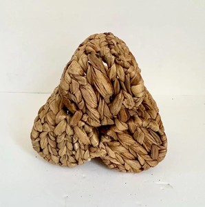 Handmade Water Hyacinth Tableware Caddy 3 Slot <b>Wicker</b> Spice Condiment Holder <b>Basket</b> with <b>Handle</b> Trim For Restaurant Catering - Product Image 6