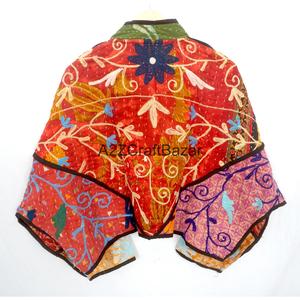 Rajasthan Hand Quilted <b>Kantha</b> <b>Jacket</b> Block Print Quilted Eco-Friendly Vintage Women's Winter 100% Cotton <b>Jackets</b> - Product Image 6