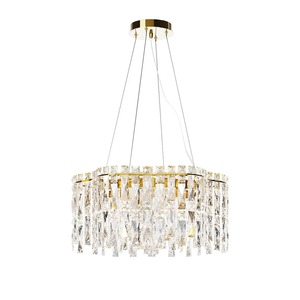 Crystal Circle Chandelier With Gold Frame Glam <b>Lighting</b> Fixture For <b>Ceiling</b> Decorations - Product Image 1