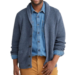 Winter Solid Warm Men's <b>Cardigan</b> <b>Sweater</b> Coat Knitted Turtleneck Wool/Acrylic Quick Dry Breathable Customizable - Product Image 4
