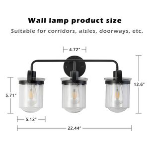 Applique da Interno Moderna a 3 Luci con Paralume in Vetro Trasparente per Bagno, Soggiorno, Camera da Letto, Cucina - Product Image 5