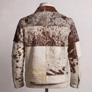 Handmade Cowhide Hair-On Leather <b>Jacket</b> | Waterproof Breathable Zipper Closure Black <b>White</b> Beige Western Coat for <b>Men</b> - Product Image 6