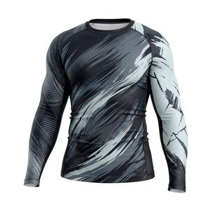 เสื้อรัดกล้ามเนื้อแบบเต็มแขน 240 GSM ผลิตภายใต้แบรนด์ส่วนตัว ทำจากโพลีเอสเตอร์ผสมสแปนเด็กซ์ สำหรับแบรนด์เสื้อผ้าศิลปะการต่อสู้ - Product Image 5
