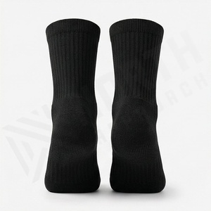 Black Crew <b>Socks</b> Solid Color Knitted Breathable Daily Wear Casual Style for Adults - Product Image 2