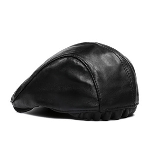 Gorra Plana Transpirable de Lona y Cuero PU Rojo, Ajustable, Unisex, Estilo Europeo, Informal, para Exteriores, para Adultos, para Usar en Primavera y Otoño - Product Image 3