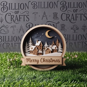 Décoration Murale de Noël en Bois Imprimée en Résine 3D de 25 cm, Décoration de Noël Joyeux Noël à Suspendre pour la Maison, Vente en Gros - Product Image 3