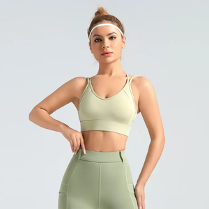 Soutien-gorge de sport côtelé sans couture de haute qualité pour femme, extensible dans quatre directions, léger, pour la gym, le fitness et l'entraînement - Product Image 3