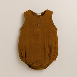 Keli Bear Unisex Ginger Organic Cotton Onesie Invierno y verano Bambú Cierre de botones Mameluco con mangas cortas para bebés - Product Image 1