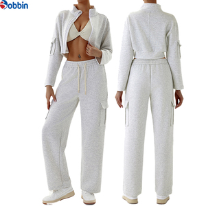 Conjunto Deportivo Gris para Mujer de BOBBIN INDUSTRIES, Manga Larga, Cuello Alto, Corte Holgado Informal, Color Sólido, con Bolsillos Laterales y Cintura Elástica - Product Image 6
