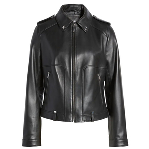 <b>Women's</b> <b>Vintage</b> Zipper <b>Leather</b> <b>Jacket</b> MotorBike Plus Size <b>Jackets</b> with Embroidery Decoration OEM <b>Women's</b> Clothing - Product Image 2