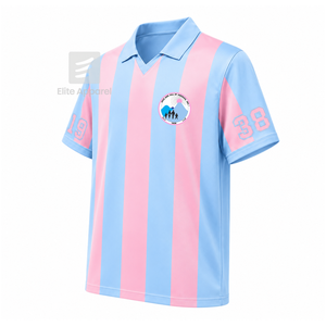 Camiseta de fútbol americano personalizada de Jack & Jill of America, manga corta, logotipo en la parte delantera, camisa de poliéster a rayas azul cielo y rosa para mujer - Product Image 2