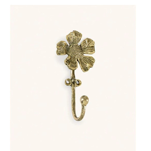Gold Flower Wall Hook Recycled Metal Poppy Design Elegant Floral Art Unique Handmade Hardware Decorative <b>Hanger</b> For Home Decor - Product Image 2